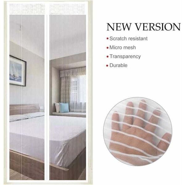 140x220CM Magnetic Door Mosquito Net, Fly Screen Door, Self-Closing, Installation Kit, Self-Adhesive Strap