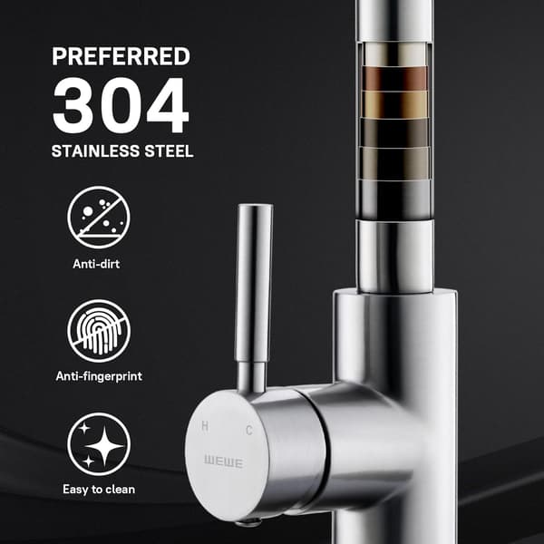 Single Handle High Arc Brushed Nickel Pull Down Kitchen Faucet, Single Level Stainless Steel Kitchen Faucets with Pull-Down Spray