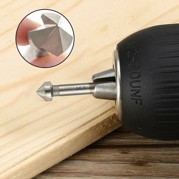 6 Pcs Countersink Drill Bit Set, Metal Countersink Drill Bit HSS High Speed Steel 6.3/8.3/10.4/12.4/16.5/20.5mm