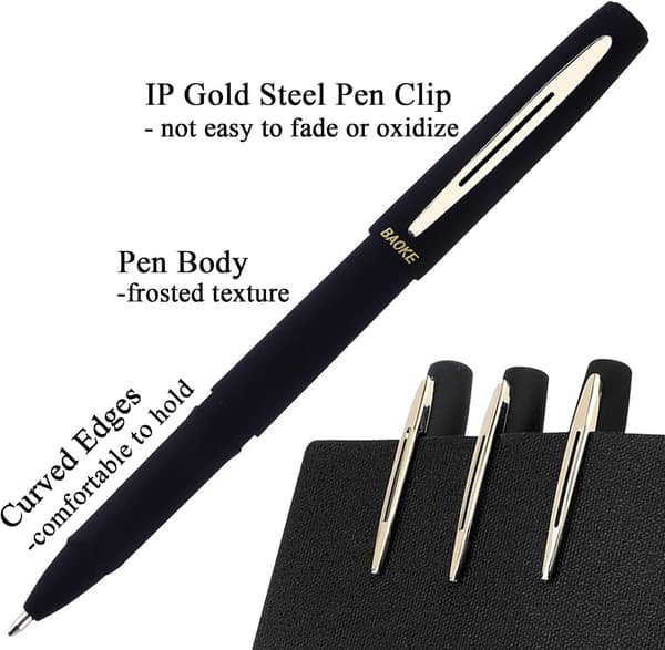 Black Ink Rollerball Pens Fine 0.5mm Ballpoint Tip (5-Pack)