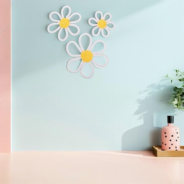Boho Daisy Blomst Veggkunst Bomull Makrame Oppheng for Rom 3 stk Dekorativt Sett[DB]