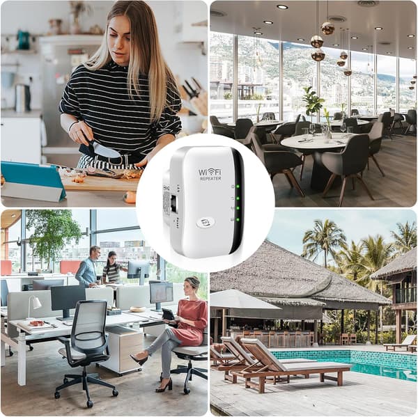 WiFi Extender Booster - Repeater/AP-modus med Ethernet-port - WPA2 Sikker Bred Dekning