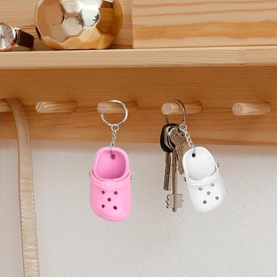 2 STK Mini Sko Nøglering til Nøgler Sko Nøglering Hvid Pink Bil Nøglering til Kvinder Børn Nøgleringe Kvinder Søde (Hvid & Pink)
