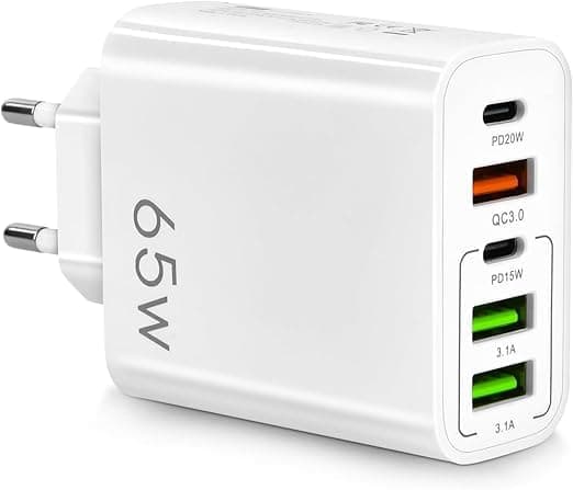 Multilader 65W 5 USB-porter QC3.0 USB C PD 20W-adapter for alle mobiltelefoner Rask sikker lading