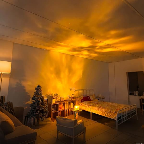 16 Colors Water Ripple USB Night Light Remote Control, Auto Rotate, Water Ripple Light, Flame Lamp, Romantic Gift, Star Projection Lamp