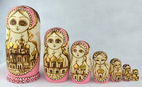 Nesting Dolls Brand, 7 delar, Matryoshkas ryska dockor Serie 7 delar Målad trä rysk docka? Handgjord, Gåvor, Leksaker