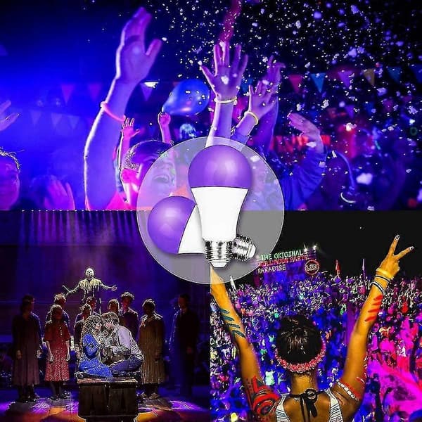 9w E27 LED-lampe til neonfest 395nm sort lys, lilla UV-lys, UV LED sort lys, fest UV-lys, kropsmaling, børnefødselsdag