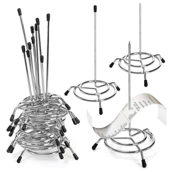 10 ST Spindel, Kvitteringsholder, Rustfritt Stål Restaurant Billettspiss, Rett Skrivebord [DB] Sølv Silver