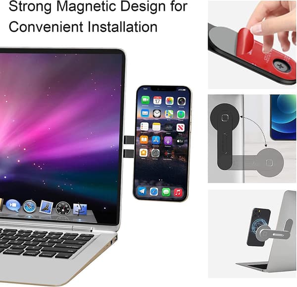 Magnetisk Laptop Telefonholder til Laptop, Magsafe Tilbehør, Foldbar og Justerbar Computerskærm Side Telefonbeslag til iPhone 13 Pro Max/13pro/13