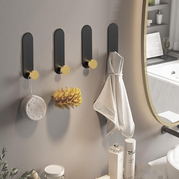 Hooks Duty, Metal Hooks for Wall, Bathroom Towel Hooks Sticky Hooks for Hanging Bathrobe, Clothes, Keys, Waterproof and Rustproof, 6-Pack
