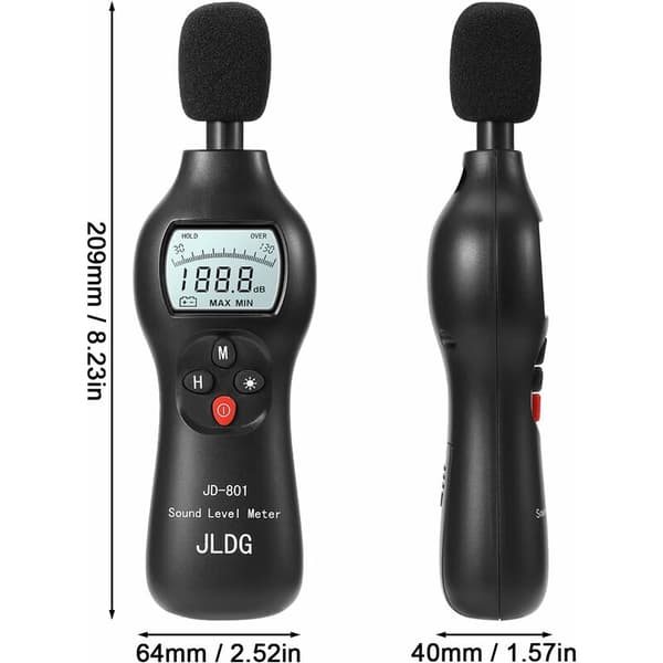 Sound Level Meter, 30-130dB Digital Sound Level Meter with Max/Min/Real-time Data Hold Function, Professional High-Precision Decibel Meter