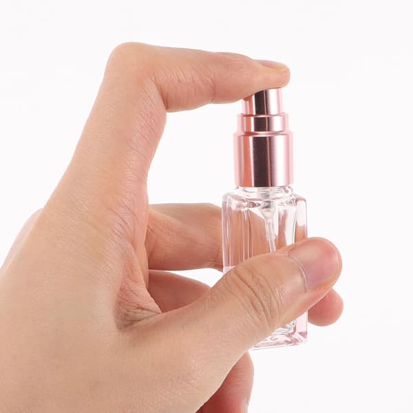 5 stk 5 ml bærbare rosa glassparfymeflasker påfyllbare fine tåkeforstøvere for reise og væskelagring
