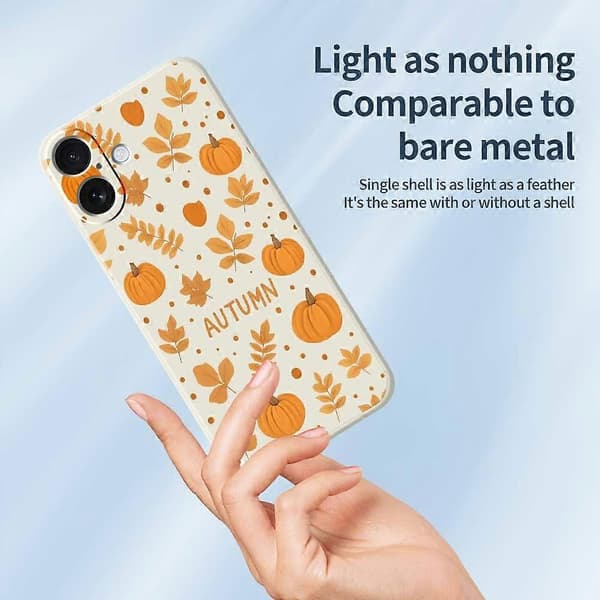 Kompatibel med iPhone 17 Cover Efterårstema Mønstertryk Lige Kant TPU Telefonbagside - Beige-lingling