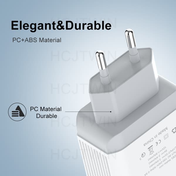 LED 3USB QC3.0 hurtiglader for mobiltelefon med flere porter, ladehode, europeisk standard