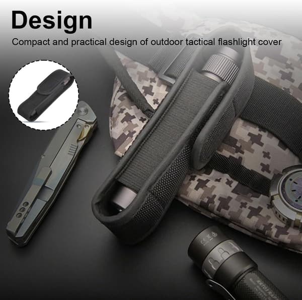 Tactical Flashlight Holster, Flashlight Case, Nylon Flashlight Holder for Outdoor Hunting, Camping, and Hiking