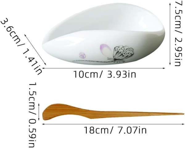 Tekar i porcelæn, præsentationsbakke til løs te og vejeplade til kaffebønner