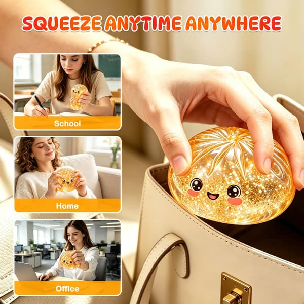 Klembar Squishy Fidget-legetøj, søde klemmebolde med æske til stresslindring, sjovt sensorisk klemme-fidget-legetøj til ferie (guld) Guld Gold