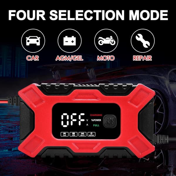 6A 12V Smart Car Battery Charger with Maintenance, Winter and Summer Function, and Multiple Protections for Car, Motorcycle, and Lawn Mower