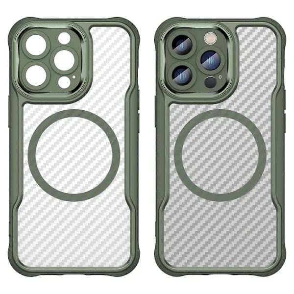 Magnetisk mobilcover til iPhone 13 Pro TPU+PC Bagside Kulfibertekstur