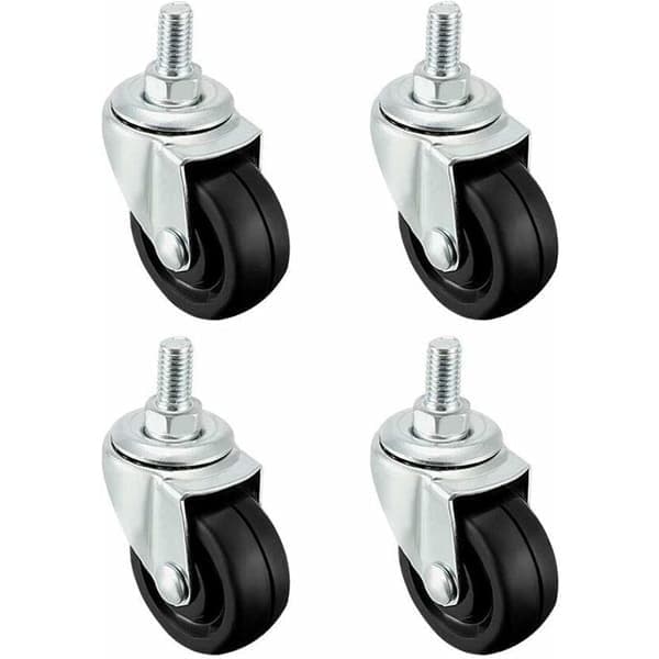 4-pack 40 mm rubber wheels with M8 threaded rod