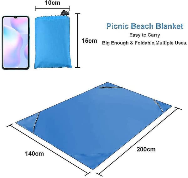 Piknikviltti 200x140cm Ulkokäyttöön Kompakti Rantaviltti Taskuviltti Vedenpitävä