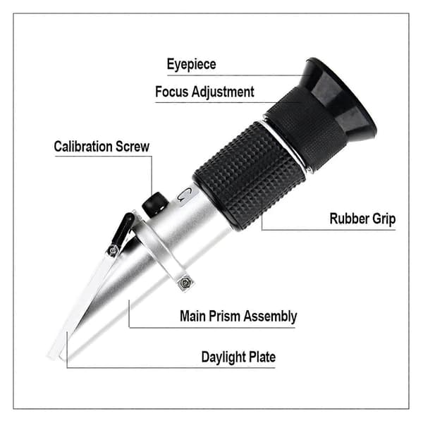 Refractometer White Size 1 Handheld ATC 0-50% Brix Range for Fruit Juice Milk Tea Sugar Meter Test (FMY)