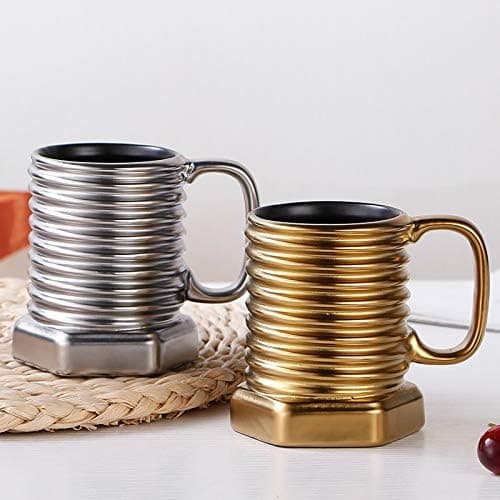 380ML Creative Screw Shaped Ceramic Mug Ceramic Coffee Mug Drink Mug Coffee Cup Drink Cup 3D Mug Gift Mug Capacity Gold Gold