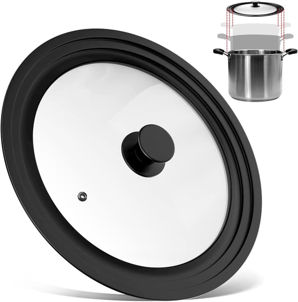 Universelt sort låg 3 størrelser, til gryder og pander med diameter 28 cm, 30 cm, 32 cm