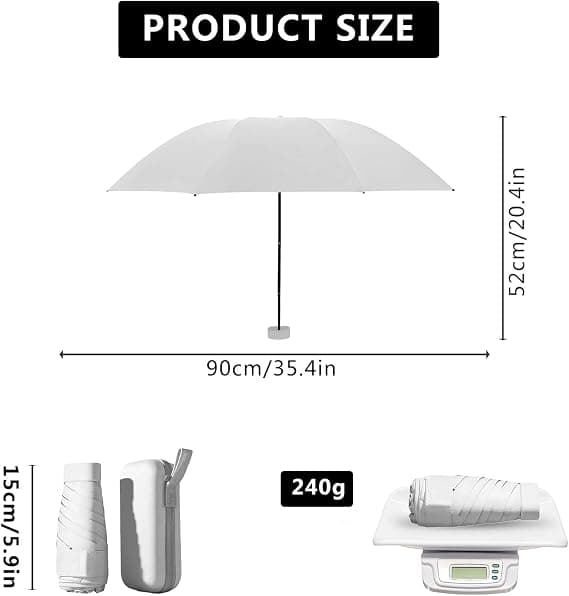 Compact Mini Umbrella Windproof Travel Umbrella With Storage Case Easy To Fold Lightweight Small Umbrella 14cm 90cm