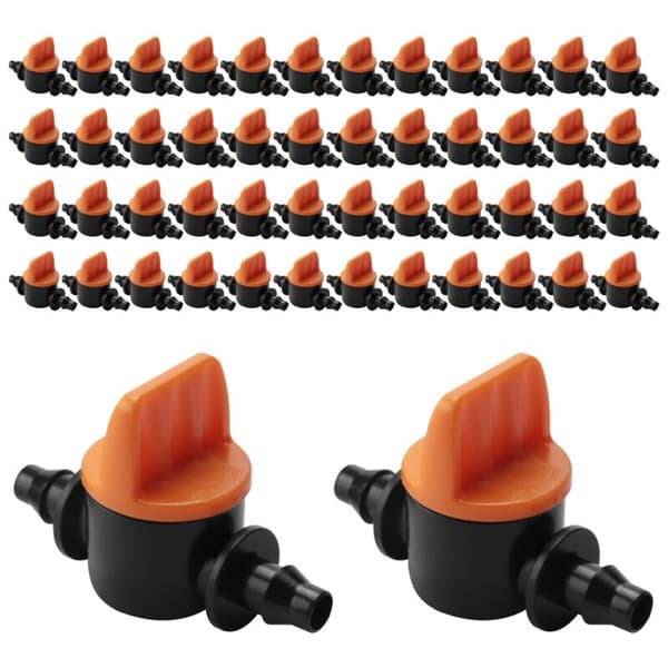 50 pcs 1/4 inch Hose Mini Valve 4/7 mm Hose Guide Adapter Barbed Agricultural Drip Irrigation System Coupling