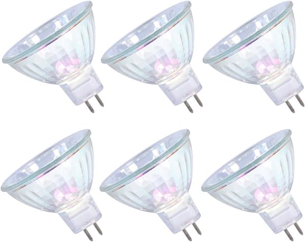 MR16 Halogen Bulbs 50W 12V GU5.3 Spotlights for Ceiling Lamp Dimmable, 36° Beam Angle, 3000K Warm White, 2-Pin Base, 6-Pack