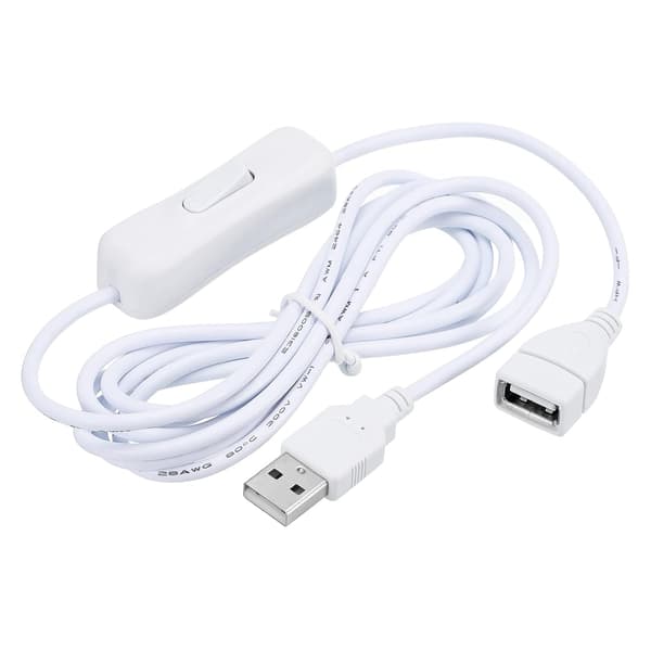 USB-förlängningskabel med ON/OFF-brytare 2M hane till hona vit Pink 30 Mil
