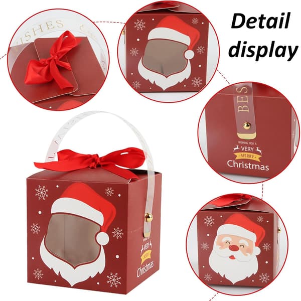 Presentförpackning, 4 Delar Julpresentförpackning Set, Små Presentaskar, Julgodislåda, Presentaskar i Kartong för Jul, Fest, Presentdekoration