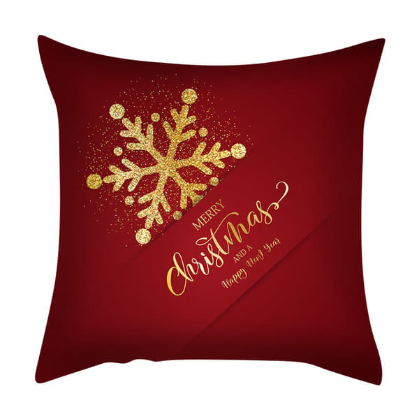 Set med 4 röda broderade \"God Jul\" kuddfodral 45x45 cm jul soffkuddfodral