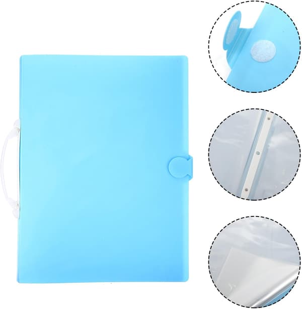 Art Portfolio A3 8K with Handle, 30-Page Blue Art Student Portfolio Book