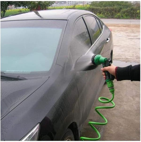 15M Garden Hose Pipe Expandable Garden Coil Hose Spray Hoses Coil 5 Function Pipe Reel Water Spray Nozzle