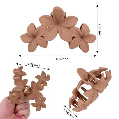 Hårklype - Blomst, 4 stk, 11,4 cm, Stor Matt, Klo, for Kvinner & Jenter, Tykt Hår, Hårtilbehør