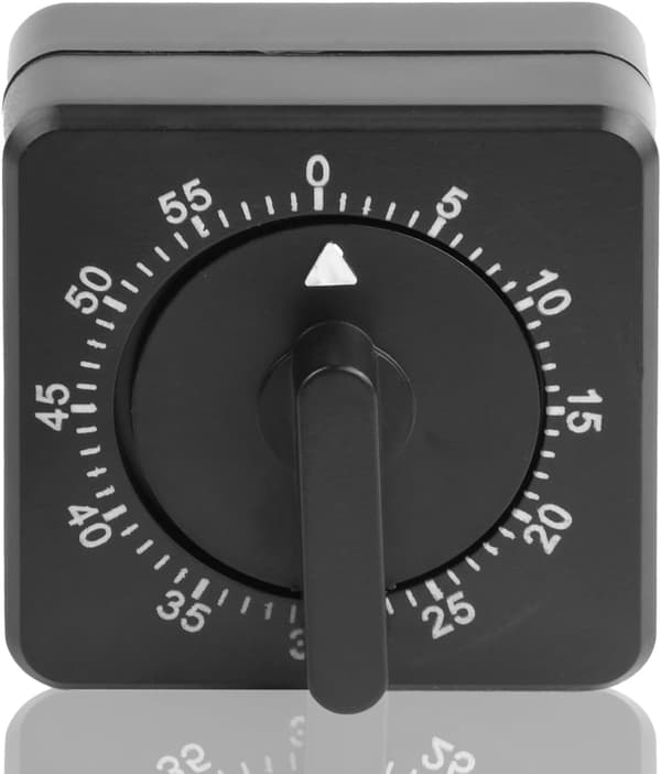 Køkkentimer, Justerbar 60 Minutters Mekanisk Timer til Køkken Hjem Bageværktøj, 1 Time Sort Kvadrat Alarm Påmindelse