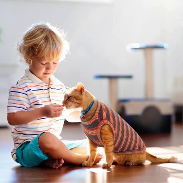 1 pc Cat Clothes, Striped Kitten T-shirts Sleeveless, Pullover Cat Sweaters, Summer Clothes for Small Dogs