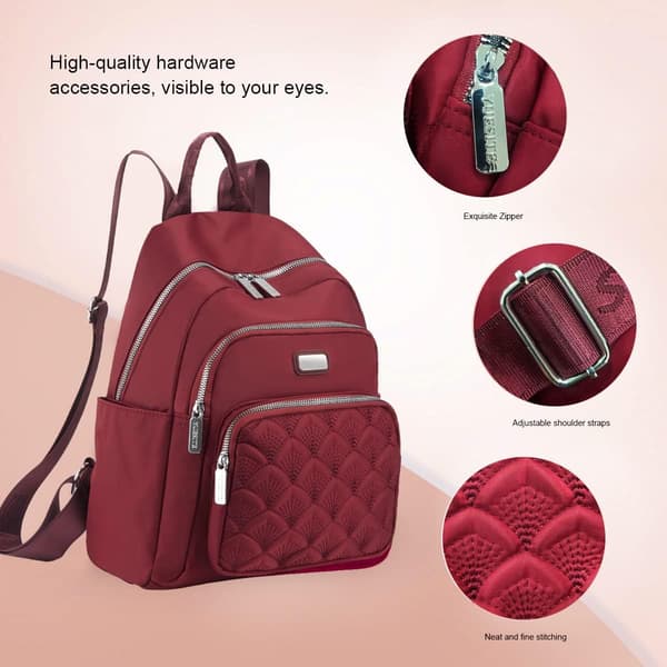 Women's Backpack Nylon Casual Backpacks (Wine Red)