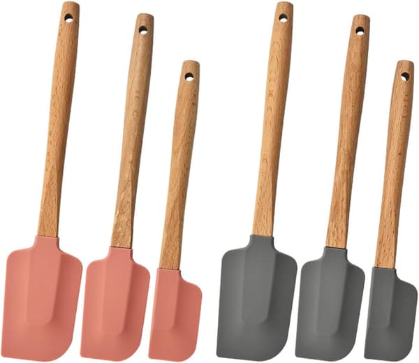 Bakeware Organizer Round Wooden Handle Silicone Spatula Household Mixing Scraper Kitchen Baking Cake Spatula Bakeware with Lid