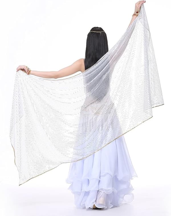 210cm*95cm Chiffon Glitrende Prik Håndklæde Scene Dansebeklædning Tørklæder Mavedans Sjaler Slør