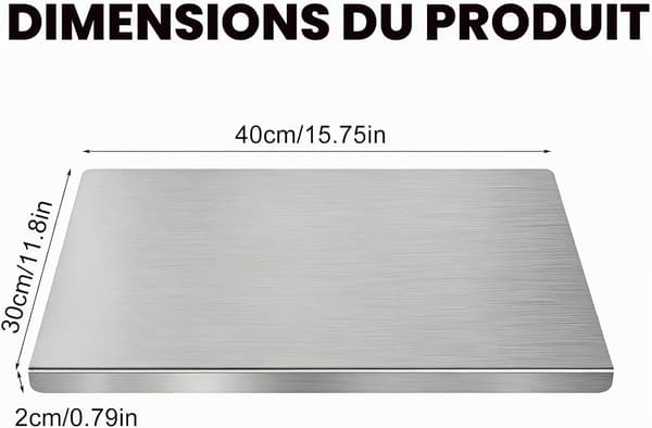 Stainless Steel Cutting Board with Raised Edge, 40 x 30 cm Stainless Steel Kitchen Counter Protector, Kitchen Counter Protector with Stop Edge