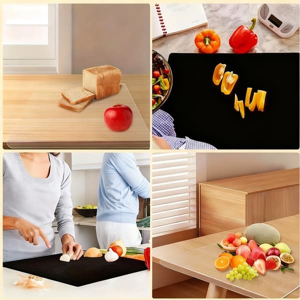 Large Black PET Cutting Board with Edge - Food Safe, Scratch Resistant, Durable Kitchen Countertop Protector, Easy to Clean, Christmas Gift