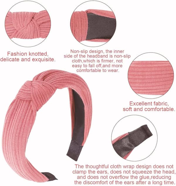 3-pack Maix tyg hårband hårtillbehör elastiska huvudband söta utomhus dammode hårband (Ya rosa, grön, lila) - 06