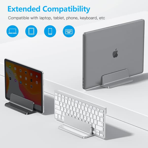 Justerbart laptopstativ, skrivebordsstativ i aluminium til MacBook med justerbar dockingsstørrelse, laptopstativ passer til alle gaming-laptops, grå
