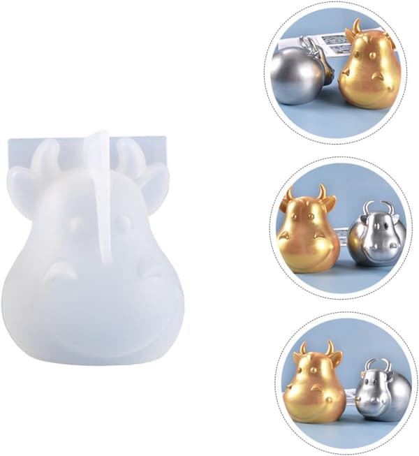 Ku silikonform for DIY epoksy-støping, 3D husdyrdekorasjonsform, gjenbrukbar matkvalitets silikon