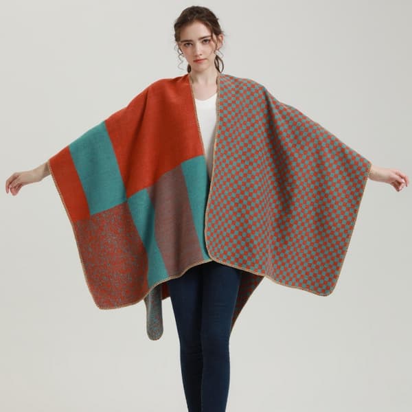 Etnisk stil imitasjon kasjmirskjerf, høst- og vinterreise, dobbeltsidig skjerf, fortykket kappe