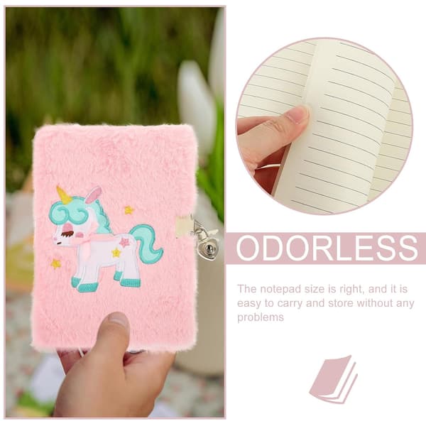 Unicorn Plush Notebook with Lock and Key A5 Girls Lockable Diary Cute Decorative Plush Notebook
