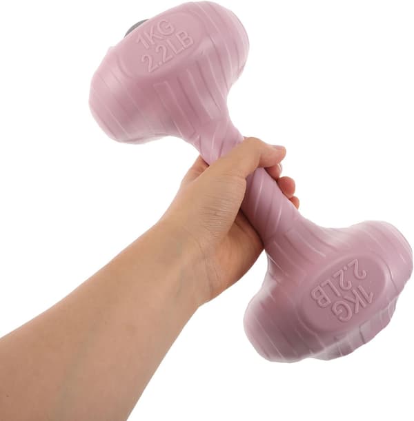2 kg Pink Water Dumbbells (1 kg Each) - Refillable Soft Non-Slip Portable Hand Weights